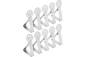 SHPUJUN 10 Ganci Ferma tovaglia da Esterno in Acciaio Inox,Fermatovaglia Triangolare Antiscivolo,Blocca tovaglia per Tavolo da Giardino o Picnic,Argento con Sorriso,Fermatovaglie da tavola