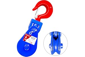 YATOINTO 4 ton Snatch Block with Hook, 4.5" Sheave 1/2" Inch Wire Rope Snatch Block, 8800lbs Snatch Pulley for Rollback Wrecker Car Hauler Winch