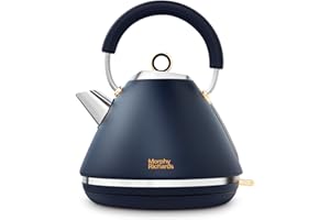 Morphy Richards Accents Pyramid Kettle, Soft Gold Collection, 1.5L, 3KW Rapid Boil, Removable Filter, 360 Cordless Base, Easy View Water Window, Navy, 102045