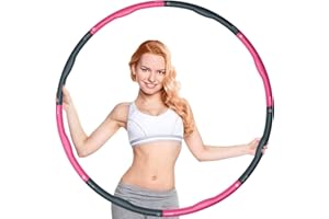 GadgetZone 1 KG Weighted Hula Hoop for Adults Fitness Hula Hoop Weight Loss Equipment 100cm Hoola Hoops Infinity Exercise Hoops Gym Workout 8 Piece Foam Padded Hoola Ring
