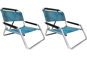Neso Krzesła plażowe, 2 sztuki, wodoodporne, z paskiem na ramię i kieszenią wsuwaną, cienkie składane (wodne liście)