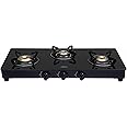 Elica Vetro 3 Burner Auto Ignition Gas Stove | Glass Top | 773 CT VETRO BLK AI