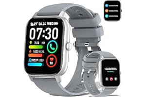 DOTN Smartwatch Uomo Donna, 1.85" Orologio Smartwatch Effettua Risposta Chiamate, 112 Modalità Sportive Orologio Digitale con Sonno Cardiofrequenzimetro, Impermeabile IP68 Smart Watch Android IOS, Grigio