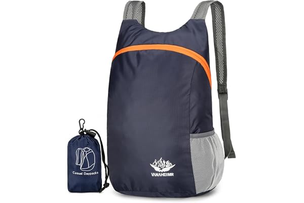 Taiyyi dagsryggsäckar vikbara, vikbar ryggsäck 20 l vikbar ryggsäck ultralätt för utomhus vandring camping resor klättring utflykt, blå, Kleiner Rucksack