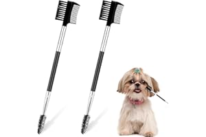 KALIONE Peine para eliminar manchas de lágrimas, peine para eliminar manchas de lágrimas, peine de doble cara, peine para ojos de perro, peine de cuidado para eliminar las costras y la mucosidad, 2 unidades