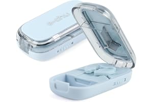 Dzmuero Cortador de Pastillas, Partidor de Pastillas, Ajustable, Compacto y Portátil, 1 Dividido en 2, 1 Dividido en 3, Cortador de Medicamentos Multifuncional, Caja de Medicamentos (Azul)