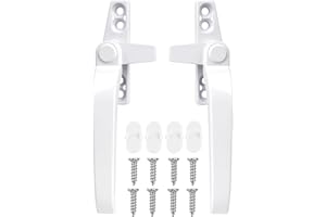 OUZHOU Window Handle, 2PCS Universal White Window Handle Replacement Kit with Fixing Screws, Right/Left Upvc Cockspur Window Handle, Smooth Handle, Locking Design, Aluminum Zinc Alloy Switch Door Security