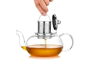 Artcome 1000 ml / 34 Unzen Glas Teekanne mit Entfernbar Seib, Borosilicate Glas Teebereiter auf Stove Glaskanne