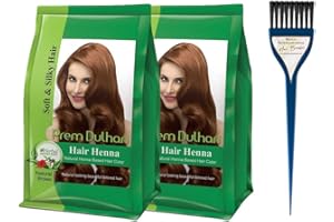 Prem Dulhan Hair Henna Natural Henna Based Hair Color (Natural Brown) - Pack of 2 (125g each) with Hair Brush by Behal International