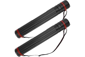 DEWEL Rouleau de Transport Télescopique A1 (45-75 cm) – Lot de 2, Tube de Transport pour Posters avec Sangle Réglable, Carquois pour Affiches, Images et Paperboard, Plastique Résistant, 2 Pièce