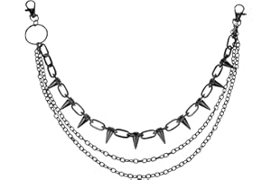 Yuanchu Punk Gothic Pants Chain for Men Women, Multi-Layer Trouser Chain Gothic Accessories With Lobster Clasps Waist Chain with Rivet Details Hip Hop Biker Rock Vintage Body Accessories Gifts