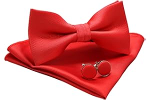 JEMYGINS Papillon Uomo Regolabile in Diversi Colori con Fazzoletto e Gemelli