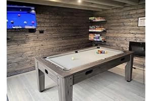 GENERIC 7ft Driftwood Dining & 3 in 1 Pool Snooker Table Tennis Air Hockey Games Table With All Accessories, Great for Kids and Adults