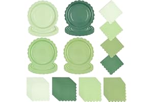 LDFDRT Lot de 40 assiettes en carton vert sauge de 17,8 cm et 40 serviettes de fête - Décoration d'anniversaire - Assiettes jetables - Décoration de fête (80 pièces au total)