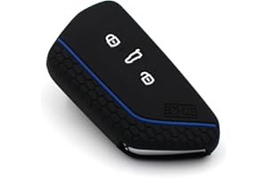 CYK WWW. COVERYOURKEY .DE Schlüssel Hülle VF für 3 Tasten Auto Schlüssel Silikon Cover Schlüsselhülle Etui Schutzhülle (.Schwarz Blau)