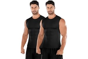 Niksa Compression Running Vest Men,1 or 2 Packs Breathable Tank Top Sleeveless Tshirt Quick Dry Gym Top Muscle Fit T Shirt Base Layers for Cycling Training Workout Sports