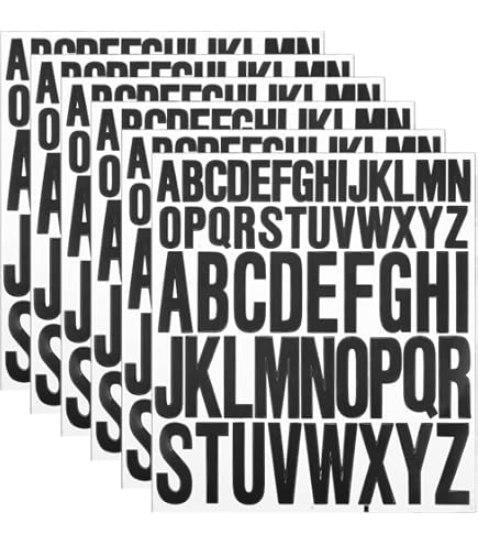 108 Adesivi A Forma Di Lettere, 9 Fogli, 7,6 Cm, Con Lettere Nere