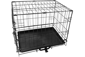 shine planet 18 Inch Dog Crate, 1 Door Folding Mental Wire Small Dog Cage Training Kennel with Removable Tray and Handle