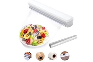 FIYSON Taglierina pellicola estensibile distributore di imballaggio alimentare, scatola di immagazzinaggio e taglio regolabile, cucina casalinga, ristorante (stile 2+membrana)