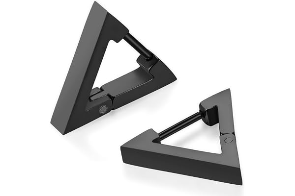JewelryWe Bijoux Boucles d’Oreilles Polissage Forme Triangle Géométrique Clous d’Oreilles Acier Inoxydable Fantaisie pour Homme et Femme