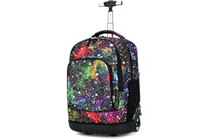 ZEVONDA Children's School Backpacks with 6 Wheels - Boys Girls Trolley Bag Removable Rolling Wheeled Backpack for Kids