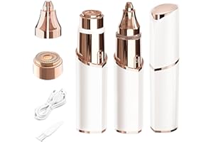 BEENLE Removedor de vello facial para mujer, 2 en 1, depilación facial indolora, recortadora de cejas, afeitadora eléctrica portátil recargable para cejas, labios y cuerpo para mujeres, luz LED integrada