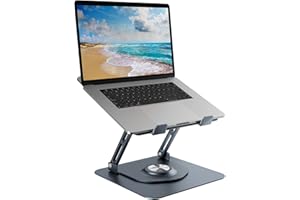 EPHERIE Soporte para Computadora Portátil,Soporte de Escritorio para Portátil con Base Giratoria de 360°,Soporte Ergonómico para Ordenador para Trabajo Colaborativo,Altura Regulable Elevador PC Compatible