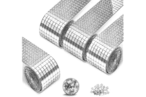Infreecs 6400 mini piastrelle a specchio in argento, 4 rotoli da 5 x 5 mm, per mosaico a specchio, decorazioni fai da te in piastrelle di vetro (argento)