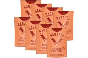 Barazzo Pork Jerky Barbecue | 1 kg (8 x 125g) | Beef Jerky/Biltong | proteinreicher Trockenfleisch Snack mit wenig Fett | high protein & healthy snack