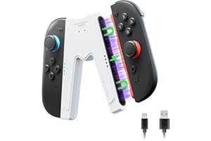 JEMDO Magnetische Joy Con 2 Aufladehalterung kompatibel mit Nintendo Switch 2, Ergonomische Controller Halterung & Switch 2 Joy Con Grip mit Ladegerät, LED-Anzeige, USB-C Kabel, Reisegeeignet,Weiß