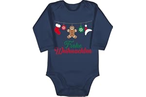 Shirtracer - Baby Body langarm Mädchen Junge - Geschenke Christmas - Frohe Weihnachten