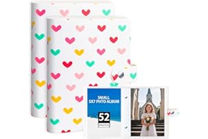 RUIBYTREE 2 Pacchetti Album Foto 13x18 cm, 52 Tasche, Copertina Pelle, Libro Foto 5x7 Pollici, Tasche Superiori, Conserva 7x5 Pollici, Bimbi/Matrimoni/Vacanze/Famiglia/Compleanni/Viaggi (Bianco)