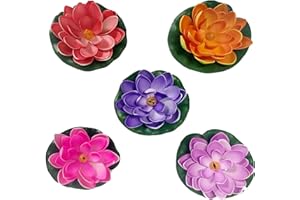 YQ Yue Qin 5 Piezas Lirio Agua Artificial Flotante Estanque Flores Flotantes Artificial Lotus para Decoración de Estanques, Acuarios, Peceras