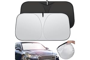 Rescien 142 * 80CM Foldable Car Windshield Sunshade, Front Windshield Reflective Sunshad with Storage Pouch, Car Front Window for Top Blocks UV Rays and Sun Heat Protection, Keeps Vehicle Cooler