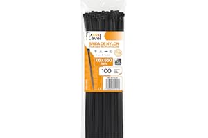 FIXLEVEL Bridas Plastico - Set De Bridas Negras - Abrazaderas Plastico - Fix Level- Diferentes Tamaños Y Cantidades De Bridas - Sujeta Cables - Muy Resistente - Bridas Grandes (Brida 7,6 x 550/100 unidades)