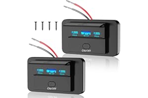 GIBBAB 2PCS 3 Ports 12V RV USB Outlet 90W, Dual PD3.0 Type-C Quick Charge 72W & USB QC3.0 18W Panel Wall Mount, Automotive Car Socket Charger Adapter for RV Marine Boat Bus ATV Motorcycle Truck