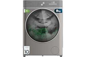 Cecotec Lavadora Secadora 8-5Kg Bolero Wash&Dry 8590 Inverter Steel Max. 1400RPM, 16 Programas, Motor Inverter Plus, Lava con Vapor, Lavado y Secado Inteligente, Estirilización y Goma Antibacteriana