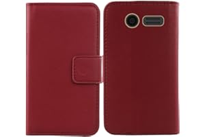 Anybird Red Flip Genuine Real Leather Protector Case For IMO DASH 4G Mini 1.8" Magnetic Card Slot Wallet