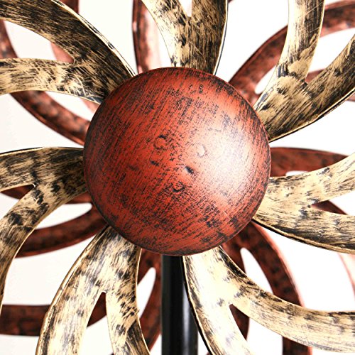 Windrad bronze gold ca. 181,5 cm Windspiel Dekoration Garten-Stecker Windmühle Windräder - 5