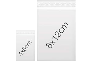 Anstore Worki strunowe, 200 worków strunowych, 60 mµ, z zamkiem błyskawicznym, szybkie zamknięcie, zestaw 2 rozmiarów 12 x 8 cm, 6 x 4 cm