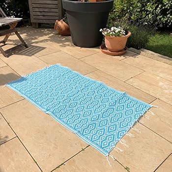 Amazon.de: Dinzler GbR Outdoor Teppich Blau-Weiß Kunststoffteppich
