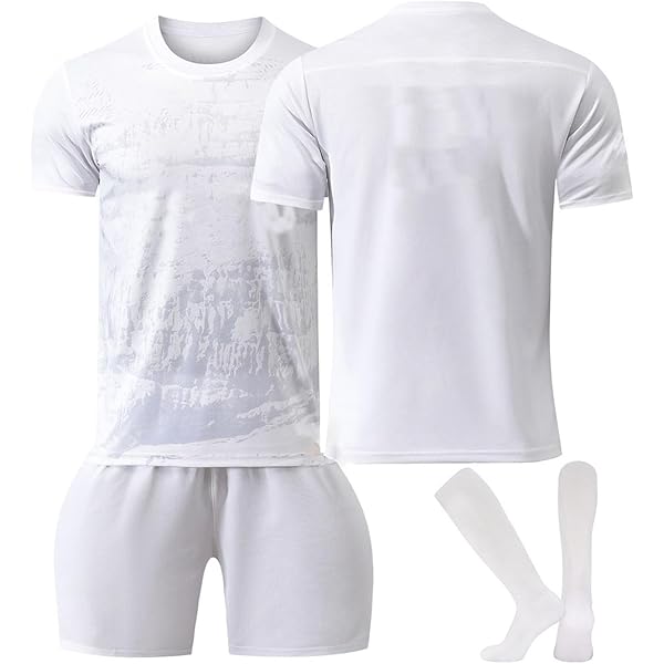 Awonlate Ensemble Maillot Football Enfant - Maillot Jersey, Short Et Protège-Tibias