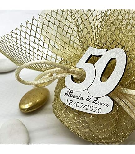 20 Accessori Per Bomboniere A Forma Di Numero 50 In Legno Con Incisione, Decorazioni Economiche Bomboniere Anniversario, Compleanno (Senza Personalizzazione-senza Confezionamento