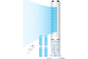 HIFRESH Air Cooler for Home, 107CM Tower Cooler w/ 3 Speeds & 4 Modes, 12H Timer, LED Touch Screen, 4L Water Tank, Remote, 4 