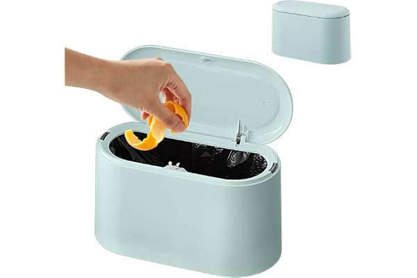 Mini papperskorgar med lock, liten papperskorgar, liten skrivbordskorgar, mini papperskorgar, rektangul?r golvf?rvaring 1,89 liter, korgar f?r