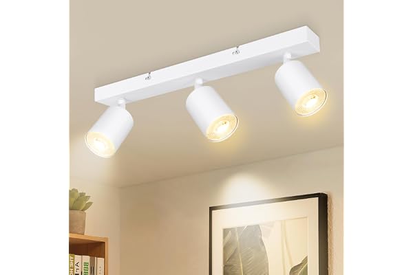 Dehobo Orienterbara takspotlights, 3 spotlights, matt vit taklampa med GU10-uttag, modern ramp för spotlights och skenor för kök, sovrum, vardagsrum, matsal, hall, utan glödlampor