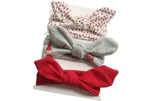 COUXILY Neonate Fasce morbide in cotone Fiocco annodato con fiocco Fascia elastica Solido e stampato Fiocco di colore Fiocco per capelli per i più piccoli Neonati Set regalo per bambini