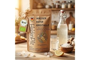 Vattenkefir startset – gör-det-själv kefirkit – original kefirsvamp i ett allsidigt bekymmersfritt paket med aktiva japanska kristaller – Tillväxtstark kefirkultur för perfekt start (kefir)
