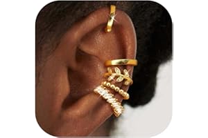 Morfetto Ear Cuff Gold für Damen 5Paar Ohrringe Ohne Ohrloch Ohrclips Damen Ohne Ohrlöcher Ohrmanschette Silber Ohrringe Vergoldet Fake Piercings in Geschenkbox