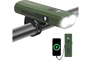Sanario Bike Lights Front LED Torch, 1000LM Super Bright & 22 Hrs Rechargeable Lightweight - Bicycle Lights IPX4 Waterproof 6 Modes Road Mountain Cycling Fishing Woking at Night (Green)